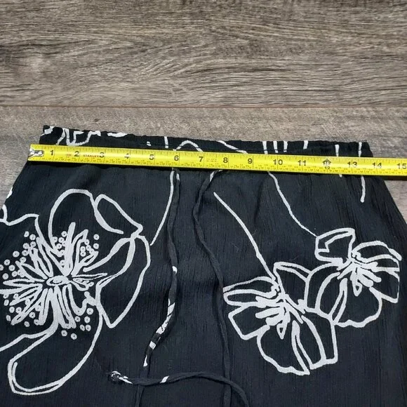 New York&Co Maxi Skirt Black Floral Sleevless Top Crinkle Size S 1990 Vintage - Picture 14 of 16